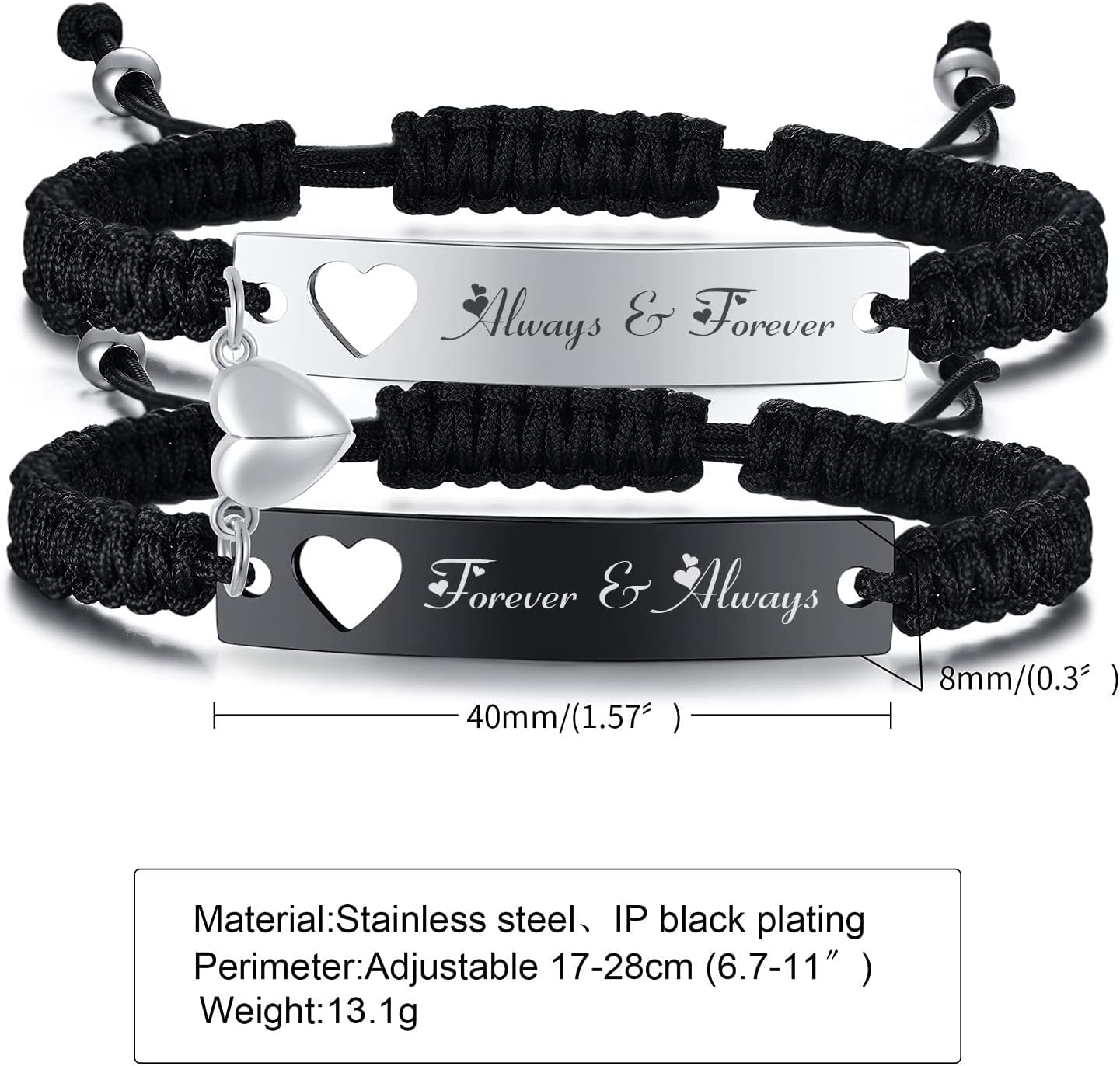 Forever & Always Matching Couple Bracelets – Symbol of Eternal Love